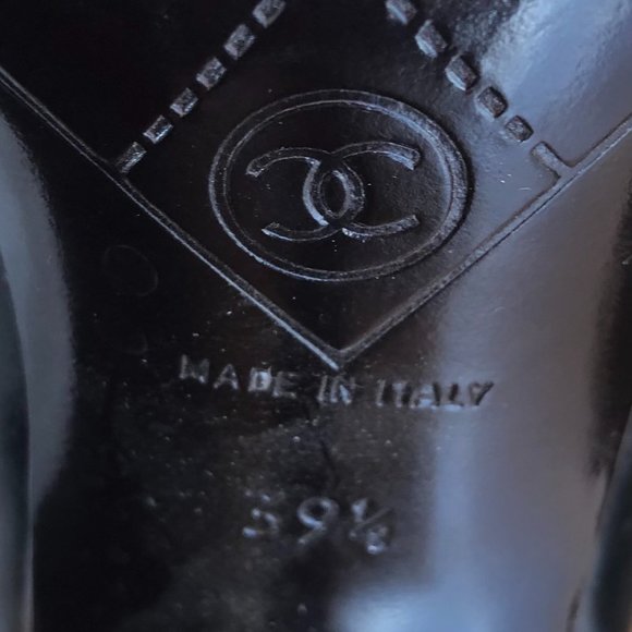 CHANEL BLACK BOOTS WITH 3.5 INCH HEELS (excellent condition-like new) - Picture 7 of 8